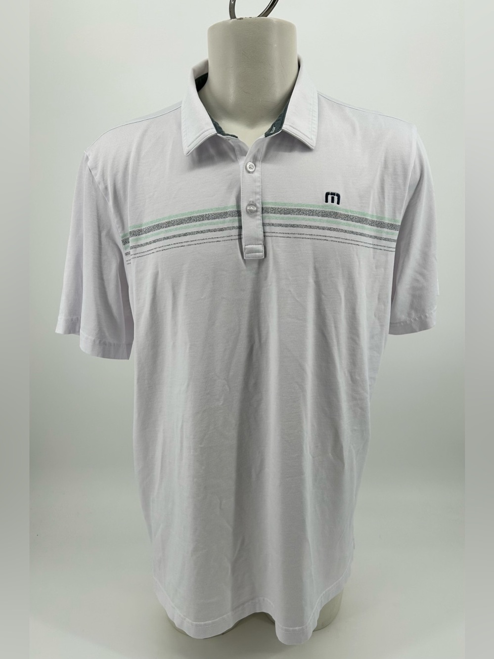 Men’s Travis Mathew golf polo size XXL white with stripes